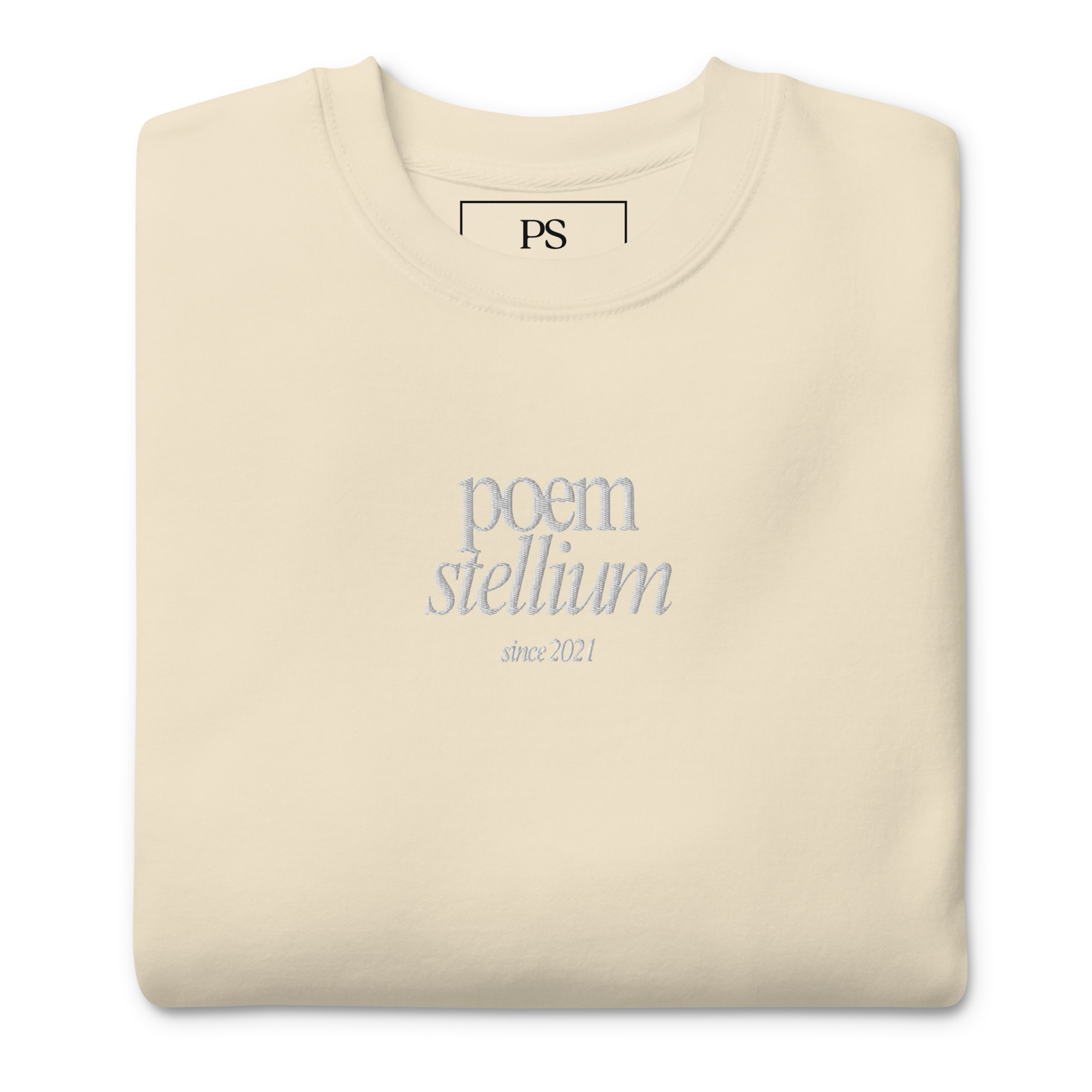 White Embroided Poem Stellium Unisex Premium Sweatshirt - Image 20