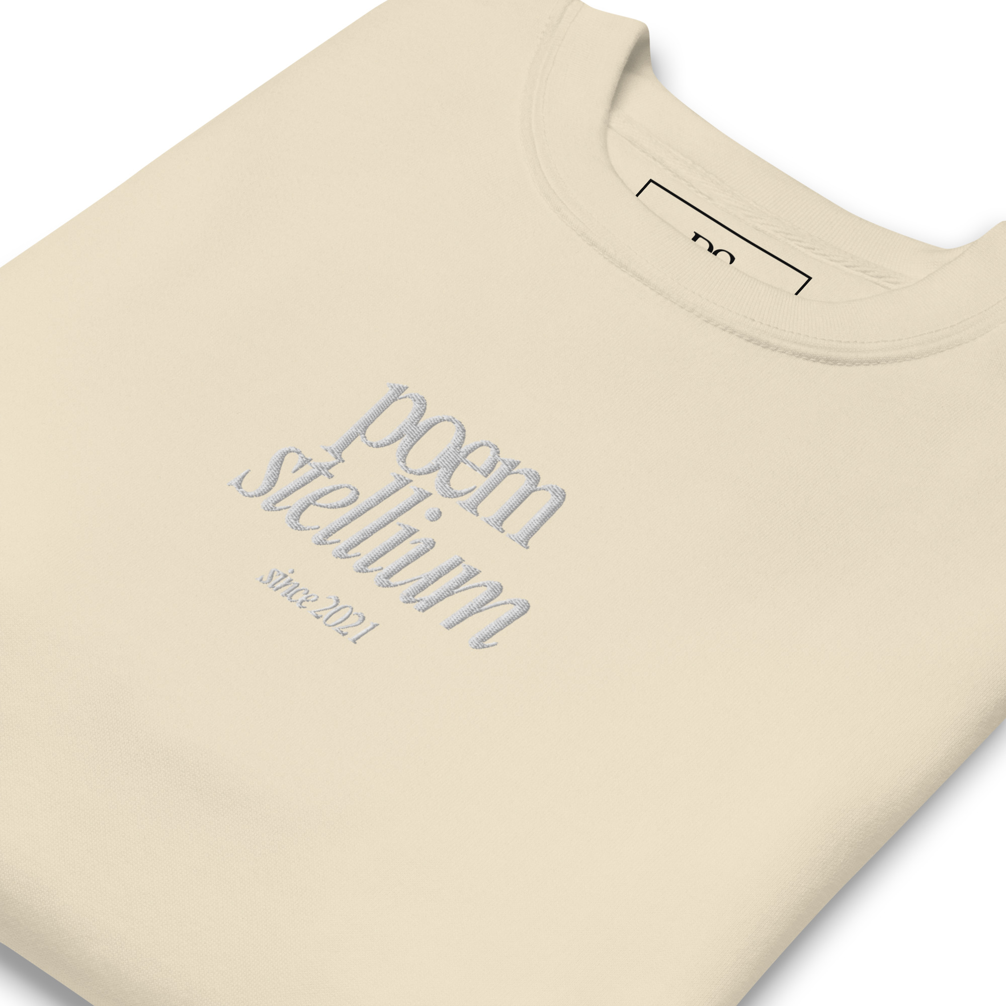 White Embroided Poem Stellium Unisex Premium Sweatshirt - Image 19