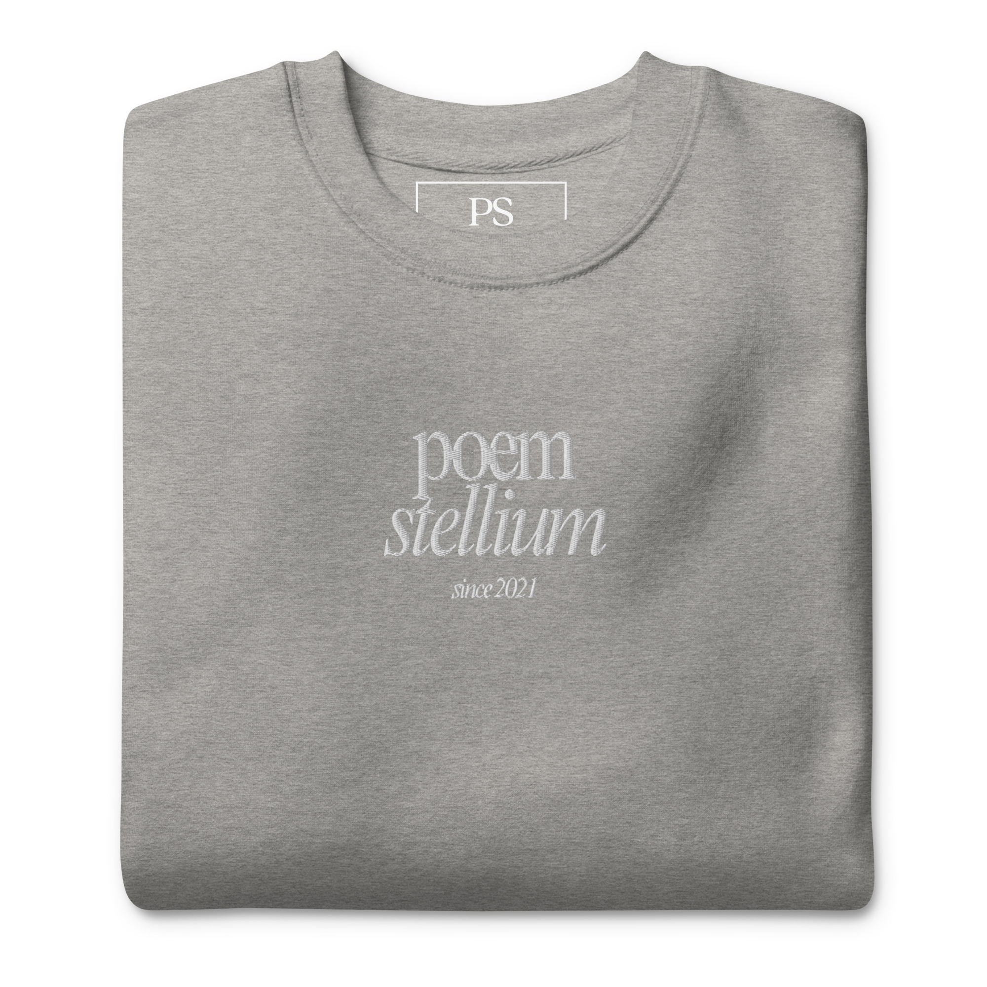 White Embroided Poem Stellium Unisex Premium Sweatshirt - Image 17