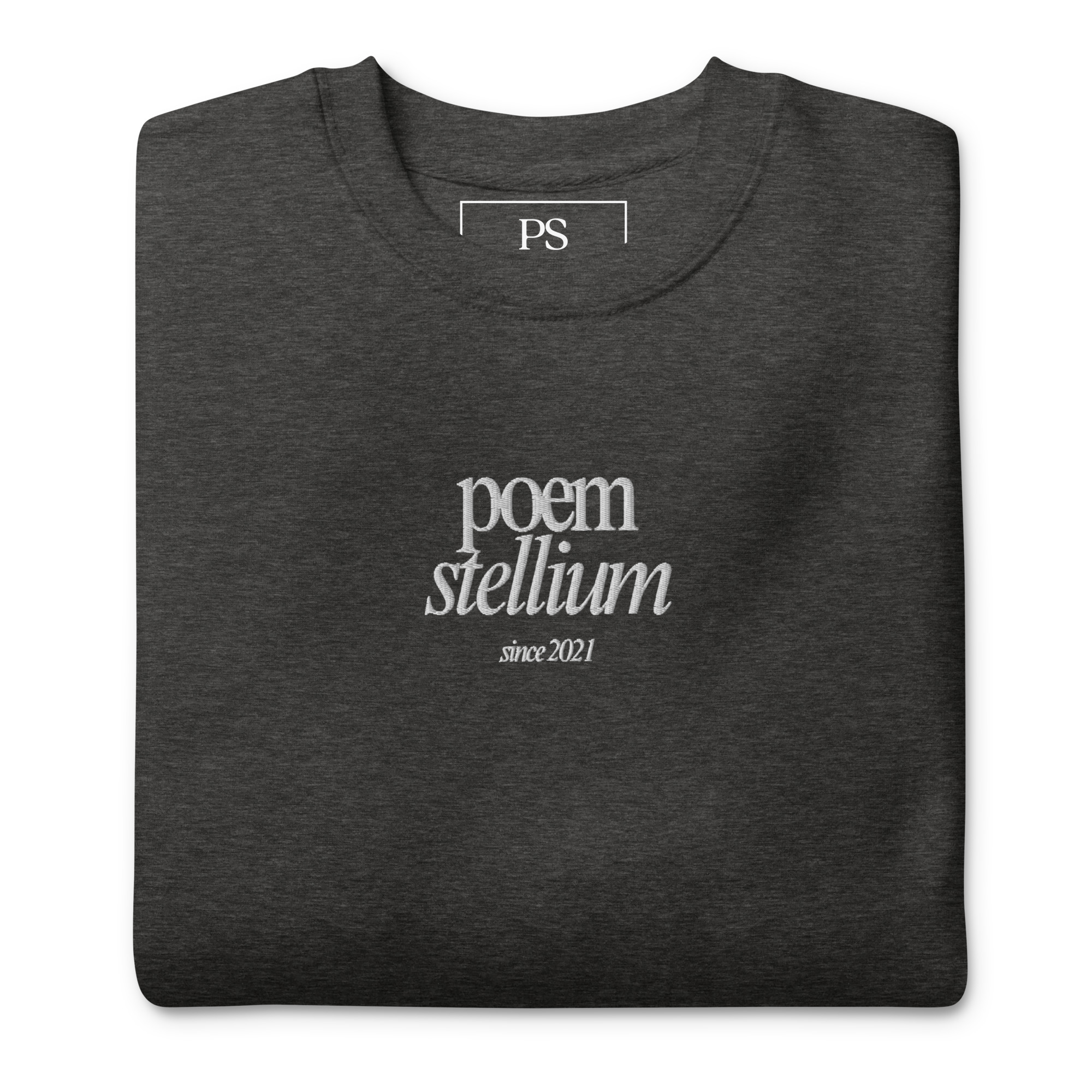 White Embroided Poem Stellium Unisex Premium Sweatshirt - Image 5