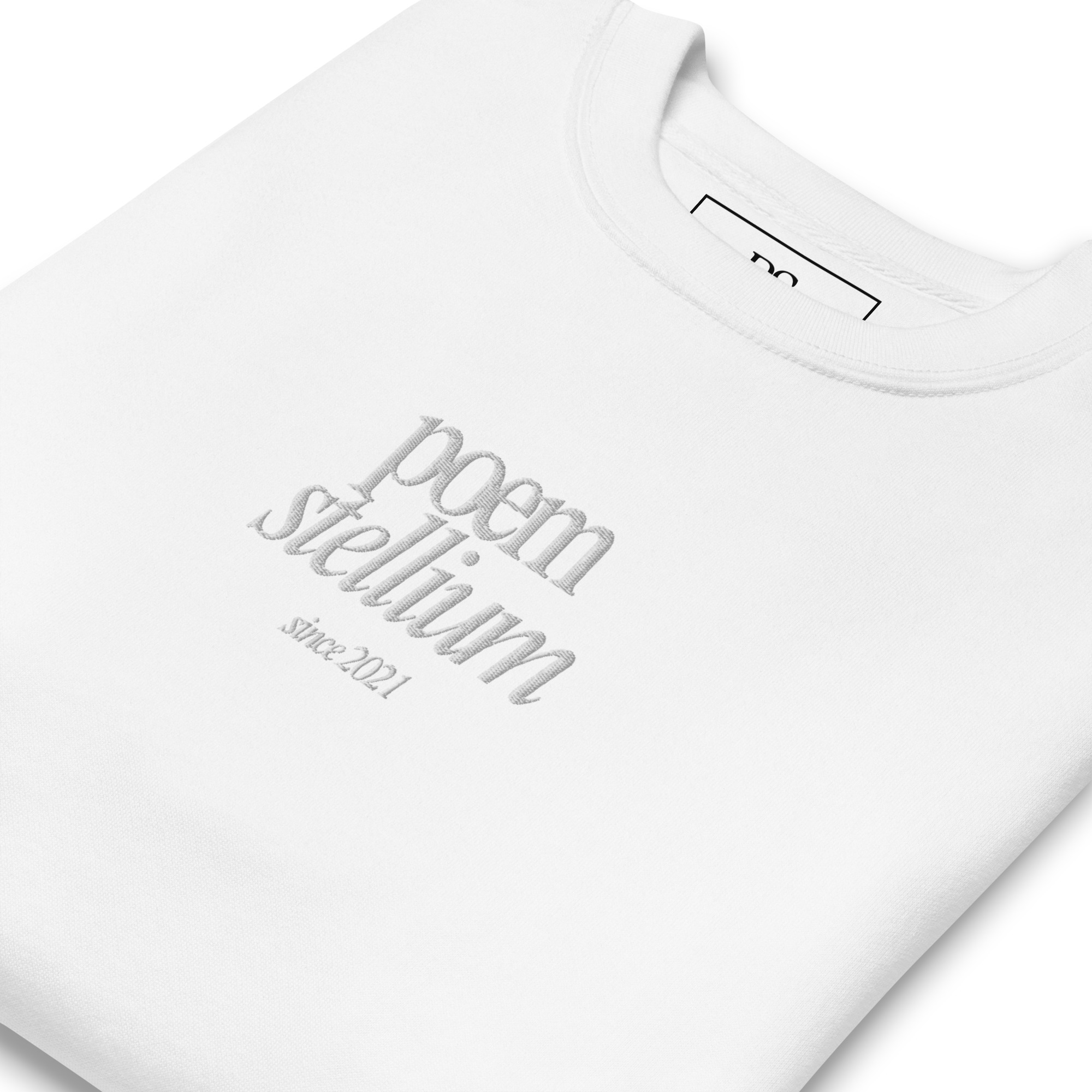 White Embroided Poem Stellium Unisex Premium Sweatshirt - Image 22